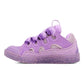 Low-top paneled nappa calfskin, suede, and mesh sneakers in purple.